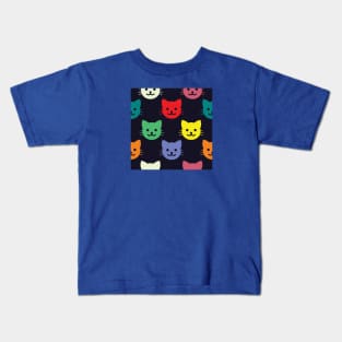 Colorful Kitty Cat Pattern Kids T-Shirt